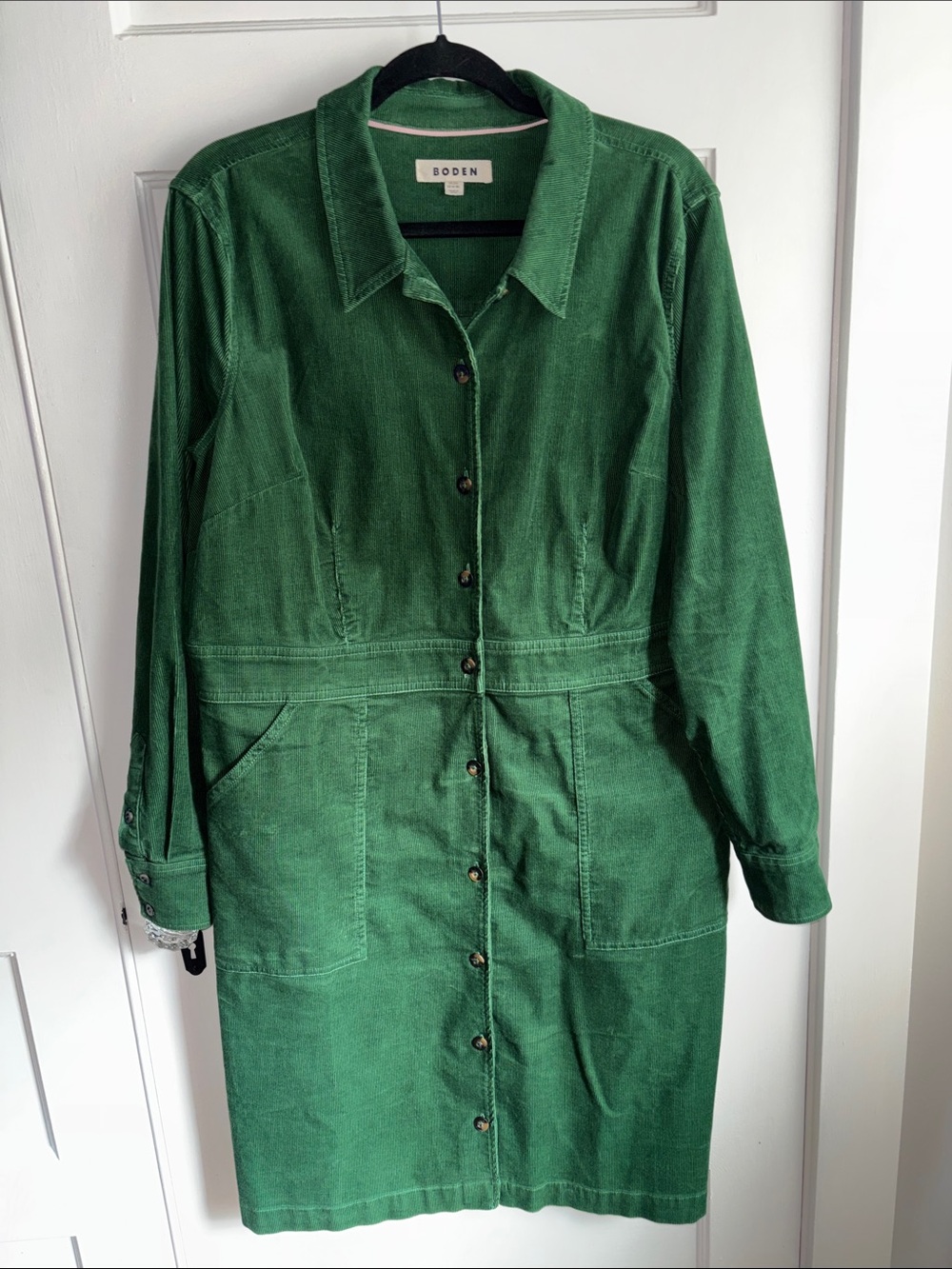 Boden Emerald Green Corduroy Button-Front Jacket Dress